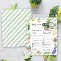 Veggie baby shower Baby Trivia | Baby shower spel