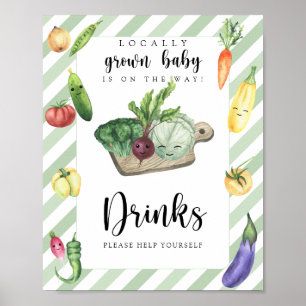 Veggie baby shower - Drinken helpen jezelf Poster