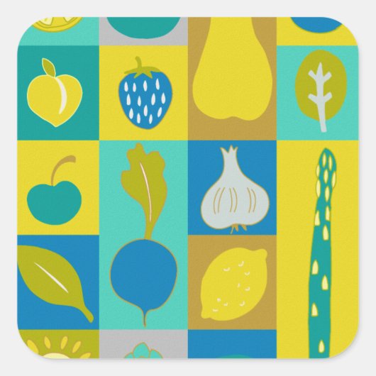 Veggie Blocks I Vierkante Sticker (Voorkant)