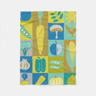 Veggie Blocks II Fleece Deken