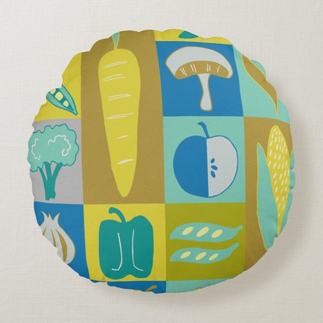 Veggie Blocks II Rond Kussen (Voorkant)