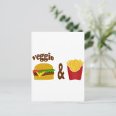 Veggie Burger en Fries Briefkaart (Staand voorkant)