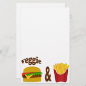 Veggie Burger en Fries Briefpapier (Voorkant / Achterkant)