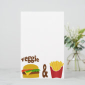 Veggie Burger en Fries Briefpapier (Staand voorkant)