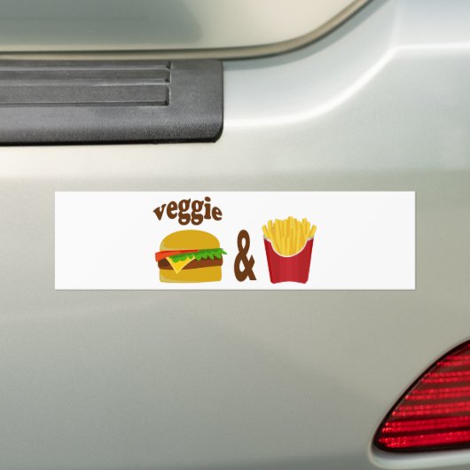 Veggie Burger en Fries Bumpersticker (Op auto)