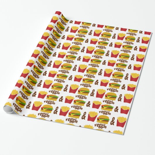Veggie Burger en Fries Cadeaupapier (Uitgerold)