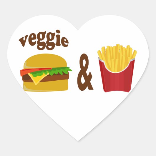 Veggie Burger en Fries Hart Sticker (Voorkant)