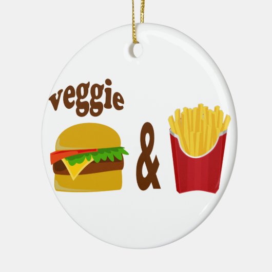Veggie Burger en Fries Keramisch Ornament (Links)