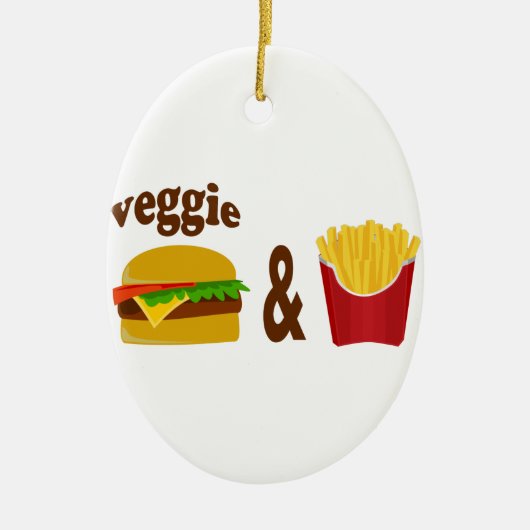 Veggie Burger en Fries Keramisch Ornament (Voorkant)