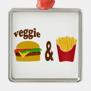 Veggie Burger en Fries Metalen Ornament