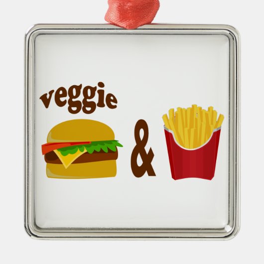 Veggie Burger en Fries Metalen Ornament (Voorkant)