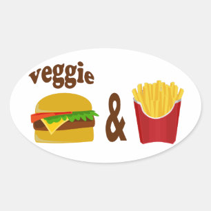 Veggie Burger en Fries Ovale Sticker