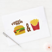 Veggie Burger en Fries Ovale Sticker (Envelop)