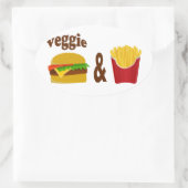Veggie Burger en Fries Ovale Sticker (Tas)