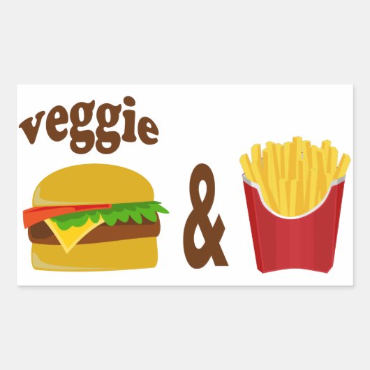 Veggie Burger en Fries Rechthoekige Sticker (Voorkant)