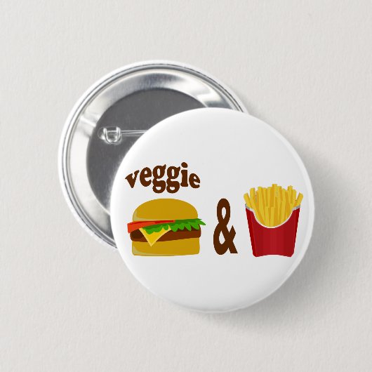 Veggie Burger en Fries Ronde Button 5,7 Cm (Voorkant /achterkant)