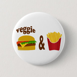 Veggie Burger en Fries Ronde Button 5,7 Cm