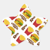 Veggie Burger en Fries Ster Sticker (Voorkant)