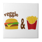 Veggie Burger en Fries Tegeltje (Voorkant)