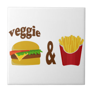 Veggie Burger en Fries Tegeltje