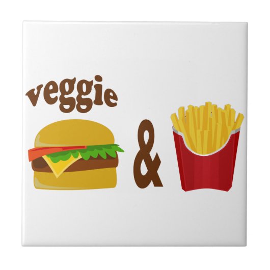 Veggie Burger en Fries Tegeltje (Voorkant)