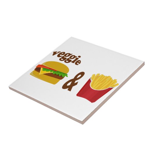 Veggie Burger en Fries Tegeltje (Zijkant)