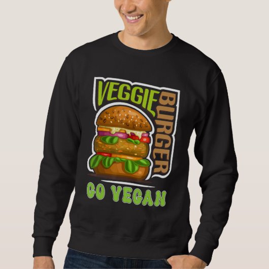 Veggie Burger Go Vegan Vegetarian Vegetable Plant  Trui (Voorkant)