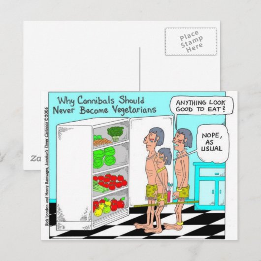 Veggie Cannibals Funny Offbeat Cartoon Gifts Briefkaart (Voorkant / Achterkant)