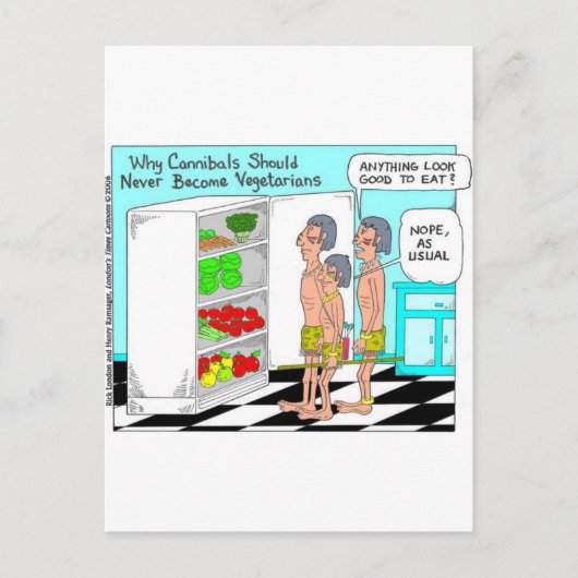 Veggie Cannibals Funny Offbeat Cartoon Gifts Briefkaart (Voorkant)