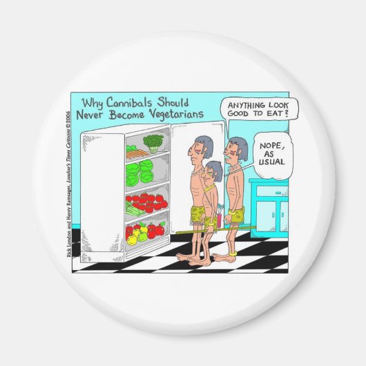 Veggie Cannibals Funny Offbeat Cartoon Gifts Magneet (Voorkant)