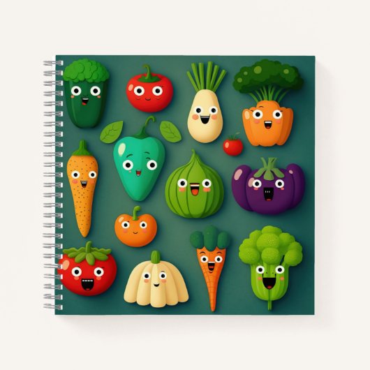 Veggie Characters Veg Photos Vegetables Onion Clip Notitieboek (Voorkant)