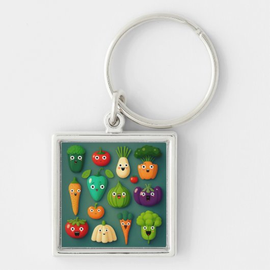Veggie Characters Veg Photos Vegetables Onion Clip Sleutelhanger (Voorkant)