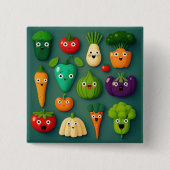 Veggie Characters Veg Photos Vegetables Onion Clip Vierkante Button 5,1 Cm (Voorkant)