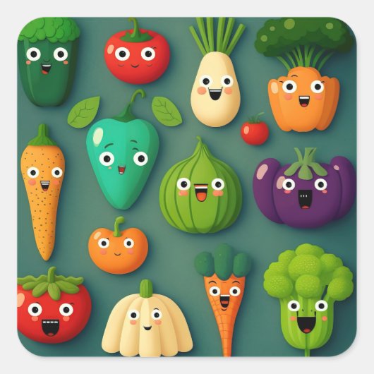 Veggie Characters Veg Photos Vegetables Onion Clip Vierkante Sticker (Voorkant)