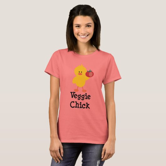 Veggie Chick Ringer T-shirt (Voorkant volledig)