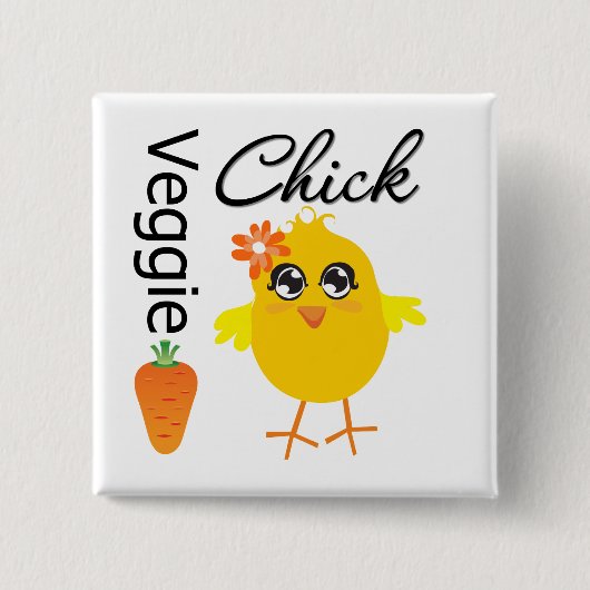 Veggie Chick Vierkante Button 5,1 Cm (Voorkant)