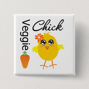 Veggie Chick Vierkante Button 5,1 Cm