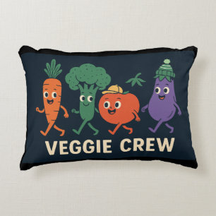 Veggie Crew - Grappige Wandelende Groenten Illustr Accent Kussen