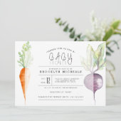 Veggie Duo | Bieten & Wortel Waterverf Baby shower Kaart (Staand voorkant)