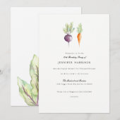 Veggie Duo | Watercolor verjaardagsfeest uitnodigi Kaart (Voorkant / Achterkant)