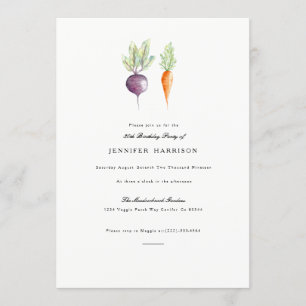 Veggie Duo Watercolor verjaardagsfeest uitnodigi Kaart