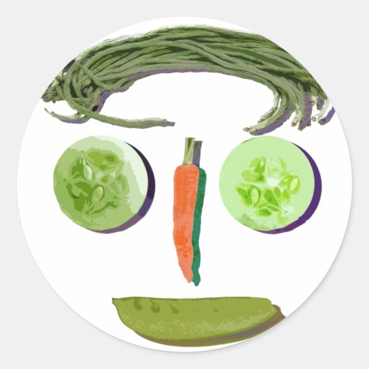 Veggie Face Ronde Sticker (Voorkant)