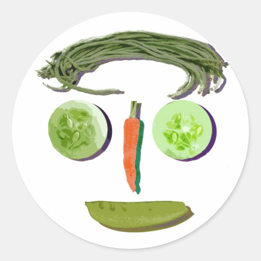 Veggie Face Ronde Sticker (Voorkant)