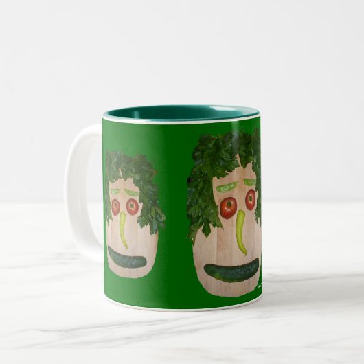 Veggie Face Tweekleurige Koffiemok (Voorkant links)