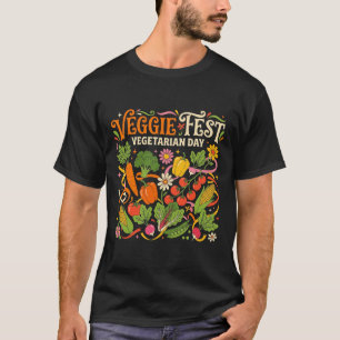 Veggie Fest Vegetarische Dag Kleurrijke Groentetui T-shirt