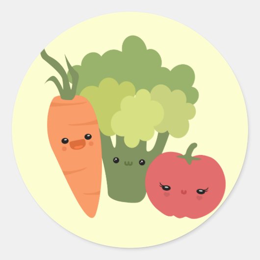 Veggie Friends Ronde Sticker (Voorkant)