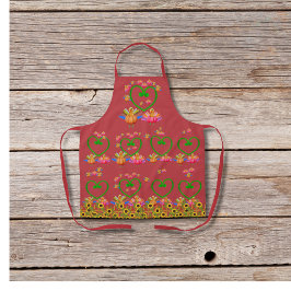 Veggie-kalkoenen en zonnebloemen rood schort