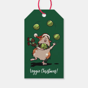 Veggie Kerstmis! Cavia jongleerspruiten Cadeaulabel