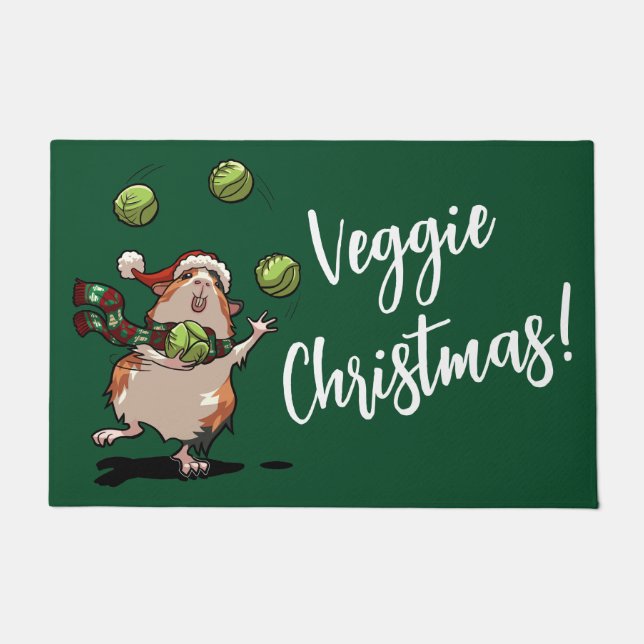 Veggie Kerstmis! Cavia jongleerspruiten Deurmat (Voorkant)