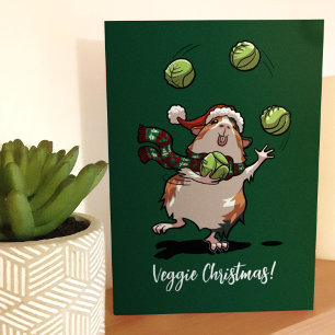Veggie Kerstmis! Cavia jongleerspruiten Kaart